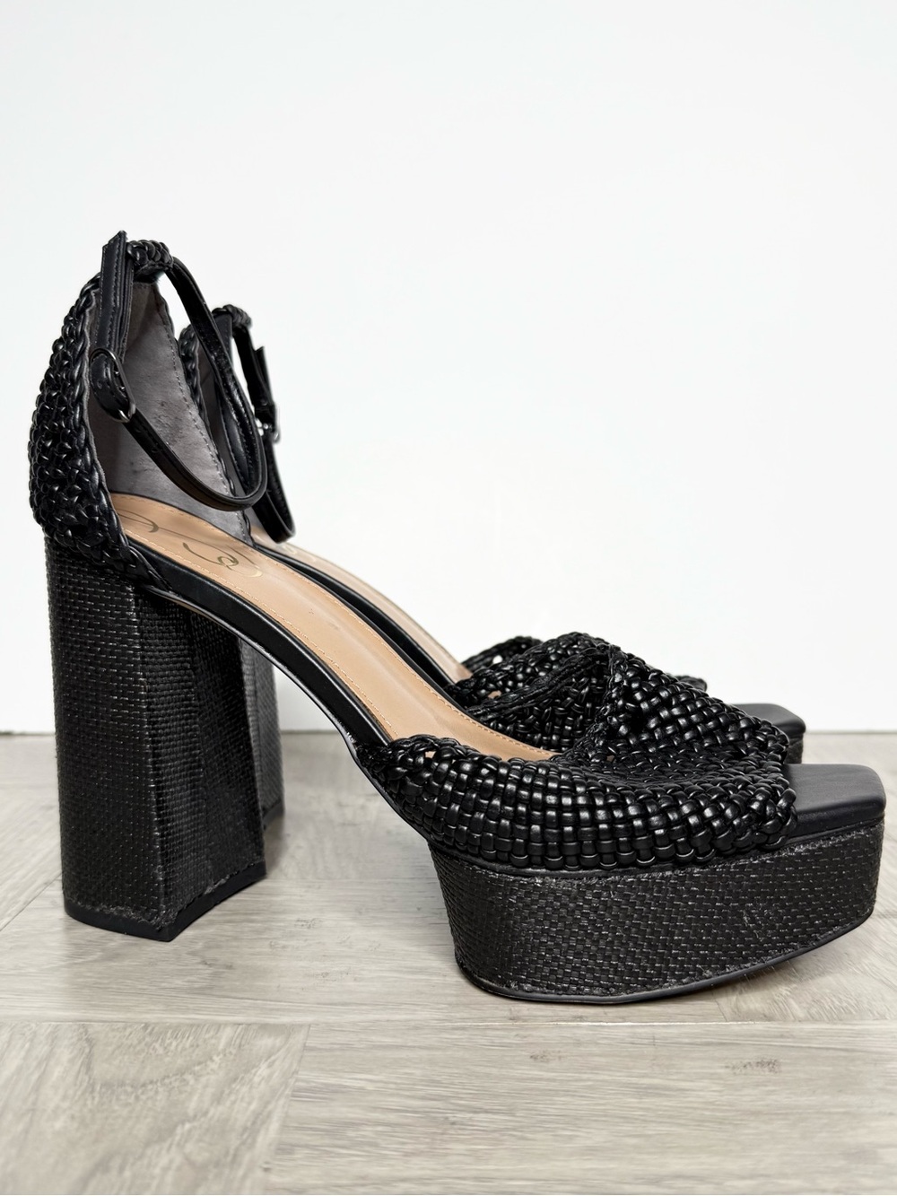 Sam Edelman Nattie Black Platform Heeled Sandal 9 1/2 M
